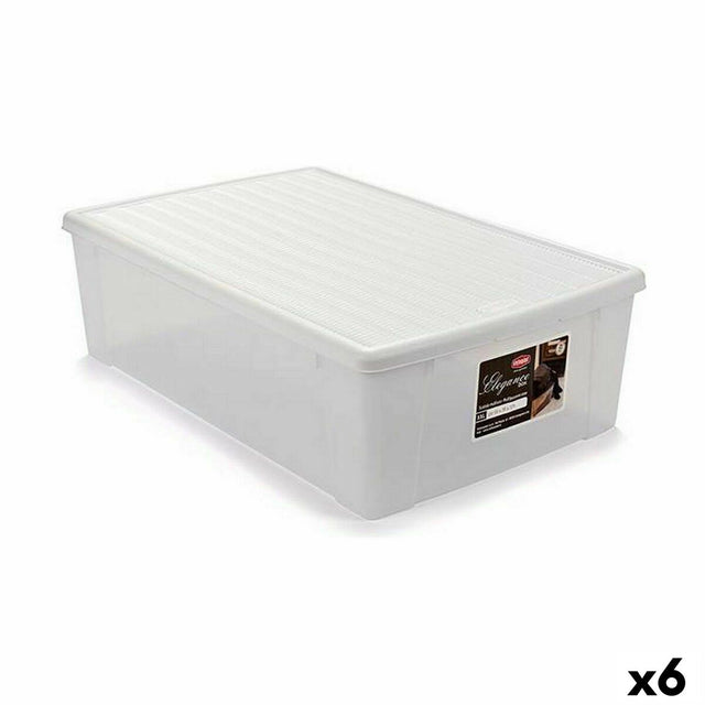 Caixa de Armazenagem com Tampa Stefanplast Elegance Branco Plástico 38,5 x 17 x 59,5 cm (6 Unidades) - EcoNest