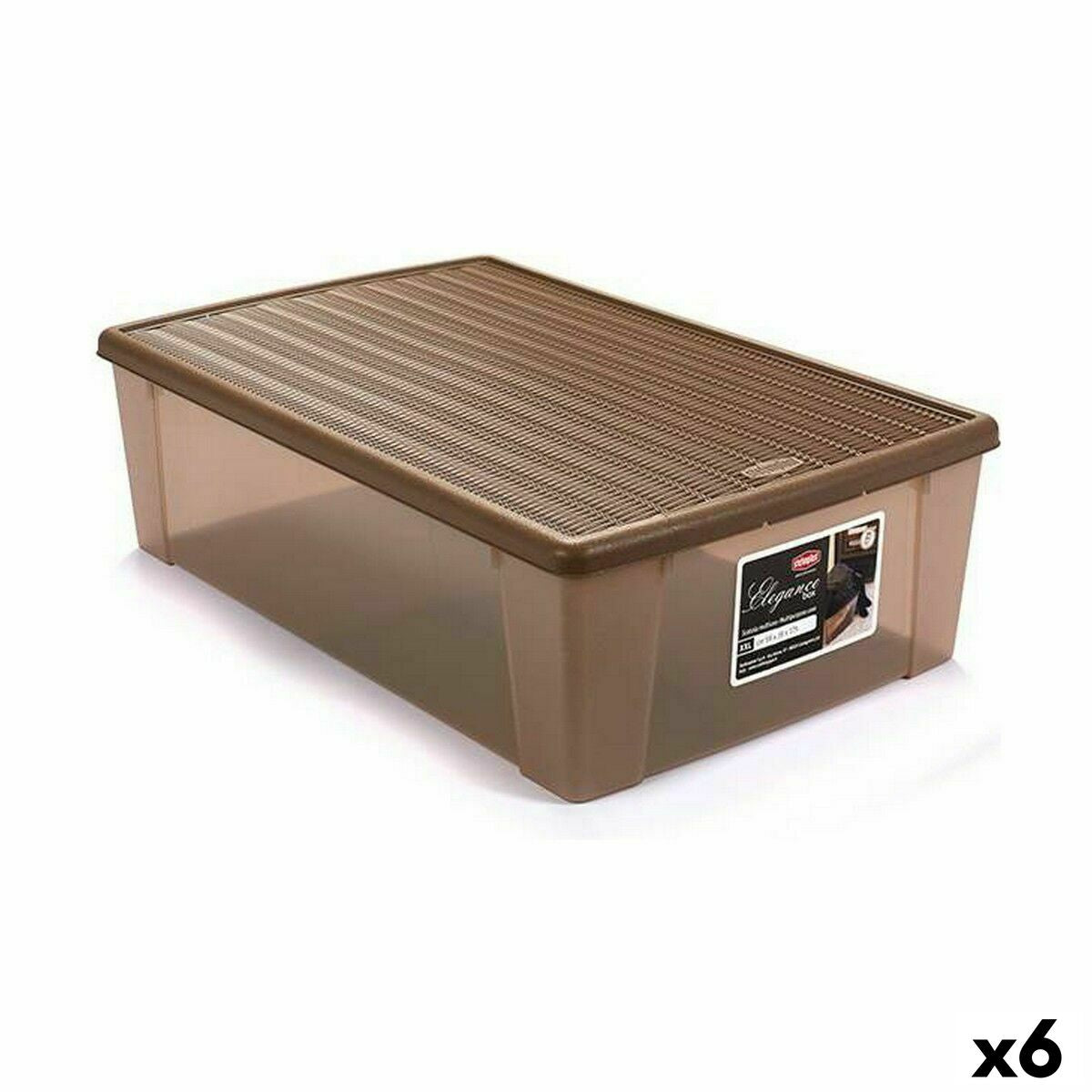 Caixa de Armazenagem com Tampa Stefanplast Elegance Bege Plástico 38,5 x 17 x 59,5 cm (6 Unidades) - EcoNest