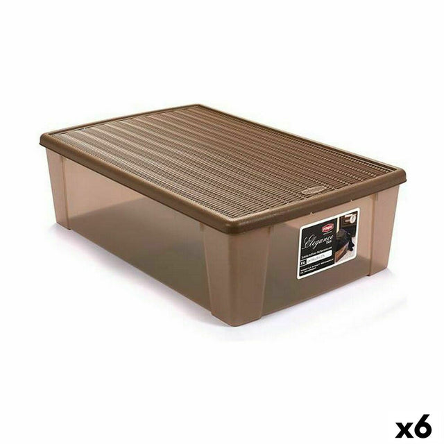 Caixa de Armazenagem com Tampa Stefanplast Elegance Bege Plástico 38,5 x 17 x 59,5 cm (6 Unidades) - EcoNest