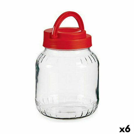 Frasco Tampa com pega Vermelho 1,7 L 13,5 x 17,5 x 13,5 cm (6 Unidades) - EcoNest