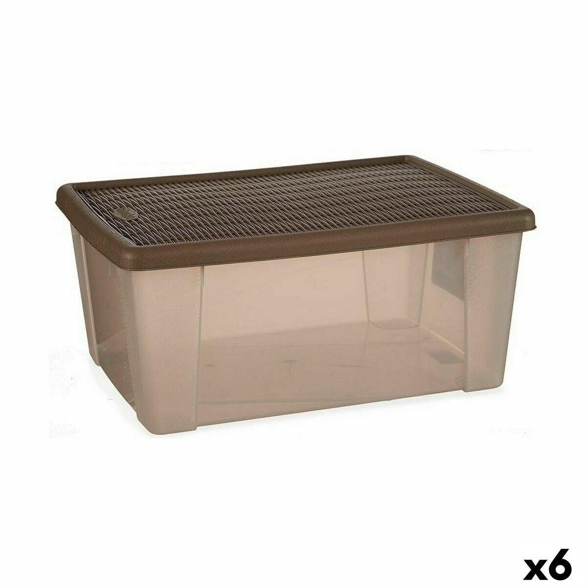 Caixa de Armazenagem com Tampa Stefanplast Elegance Castanho Plástico 29 x 17 x 39 cm (6 Unidades) - EcoNest