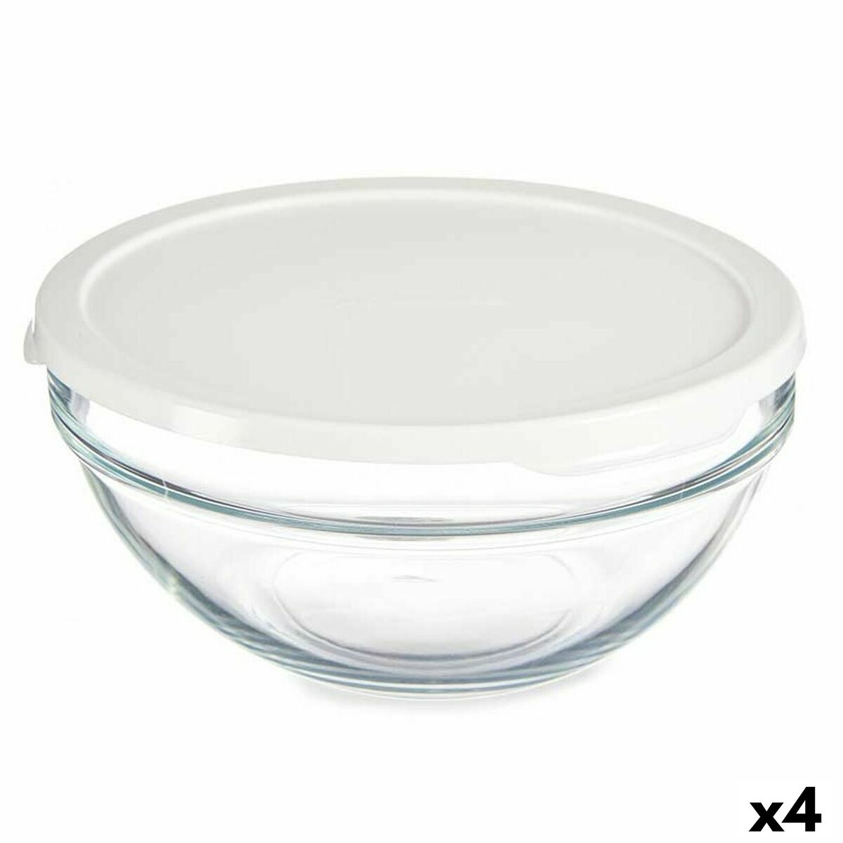 Lancheira Redonda com Tampa Chefs Branco 1,7 L 21 x 9 x 21 cm (4 Unidades) - EcoNest