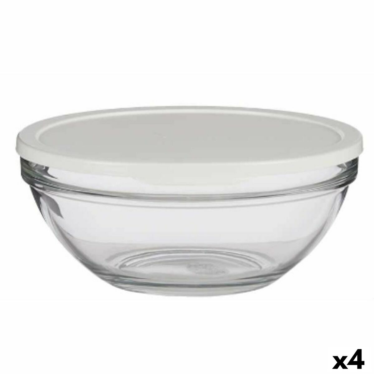 Lancheira Redonda com Tampa Chefs Branco 2,5 L 23,7 x 10,1 x 23,7 cm (4 Unidades) - EcoNest