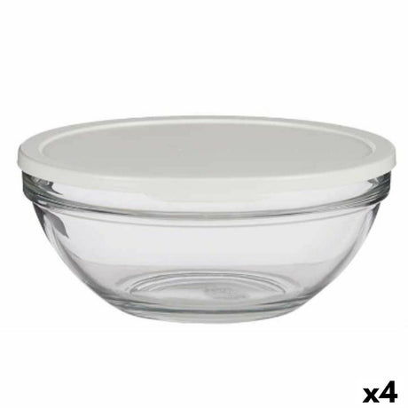 Lancheira Redonda com Tampa Chefs Branco 2,5 L 23,7 x 10,1 x 23,7 cm (4 Unidades) - EcoNest