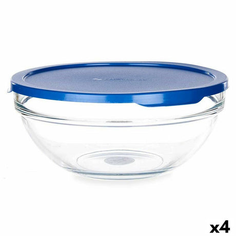 Lancheira Redonda com Tampa Chefs Azul 1,7 L 20,5 x 9 x 20,5 cm (4 Unidades) - EcoNest