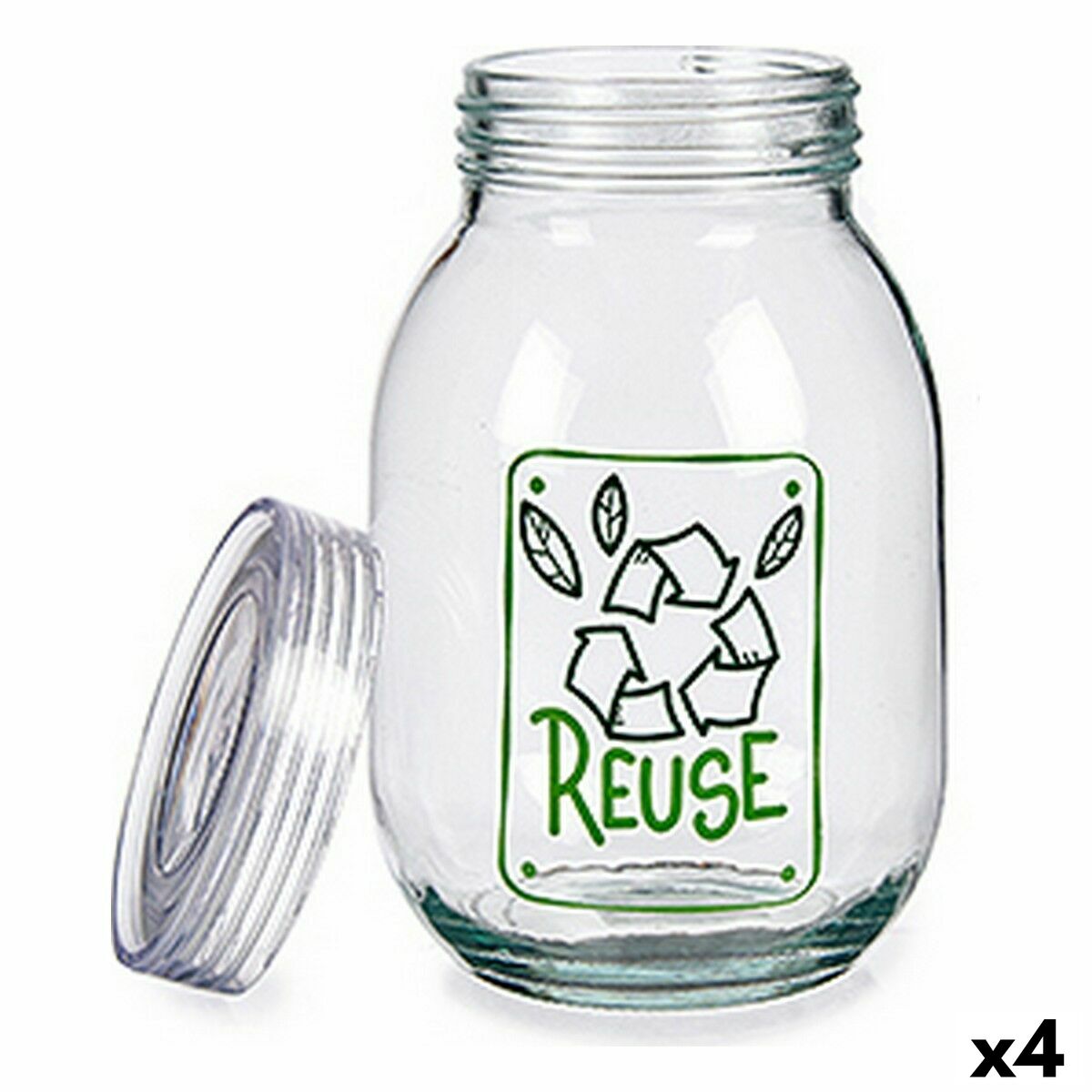Bote Reuse Vidro Transparente 1,8 L 13 x 20,8 x 13 cm (4 Unidades) - EcoNest