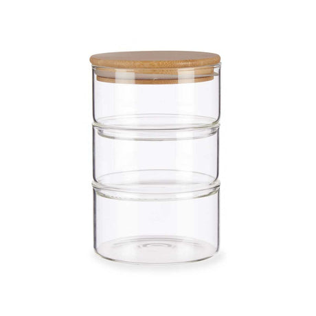 Conjunto de Recipientes de Cozinha Herméticos Empilháveis Transparente Bambu 1,2 L 11,2 x 17,5 x 11,2 cm (8 Unidades) - EcoNest