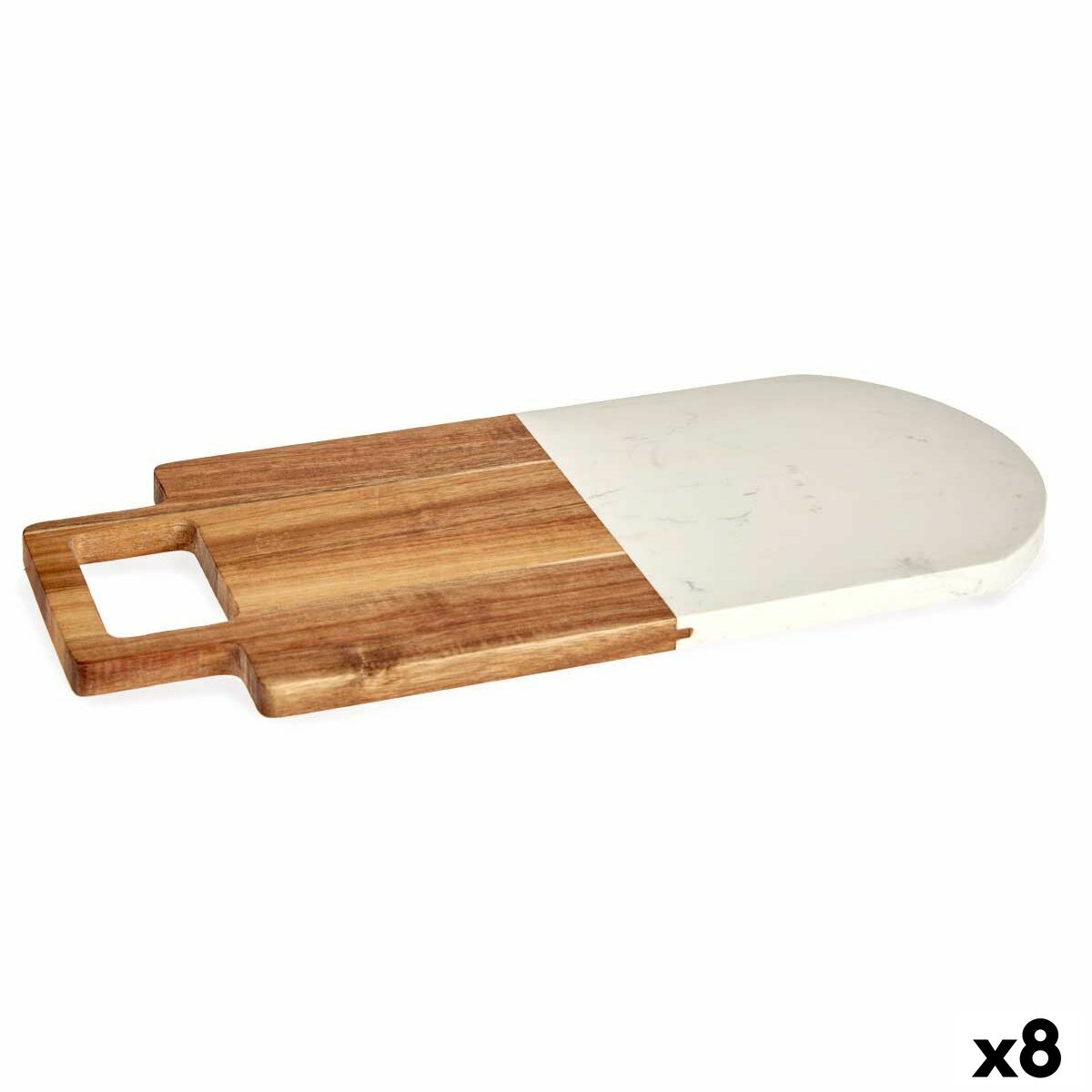Tábua de corte Branco Mármore Acácia 18 x 1,5 x 38 cm (8 Unidades) - EcoNest