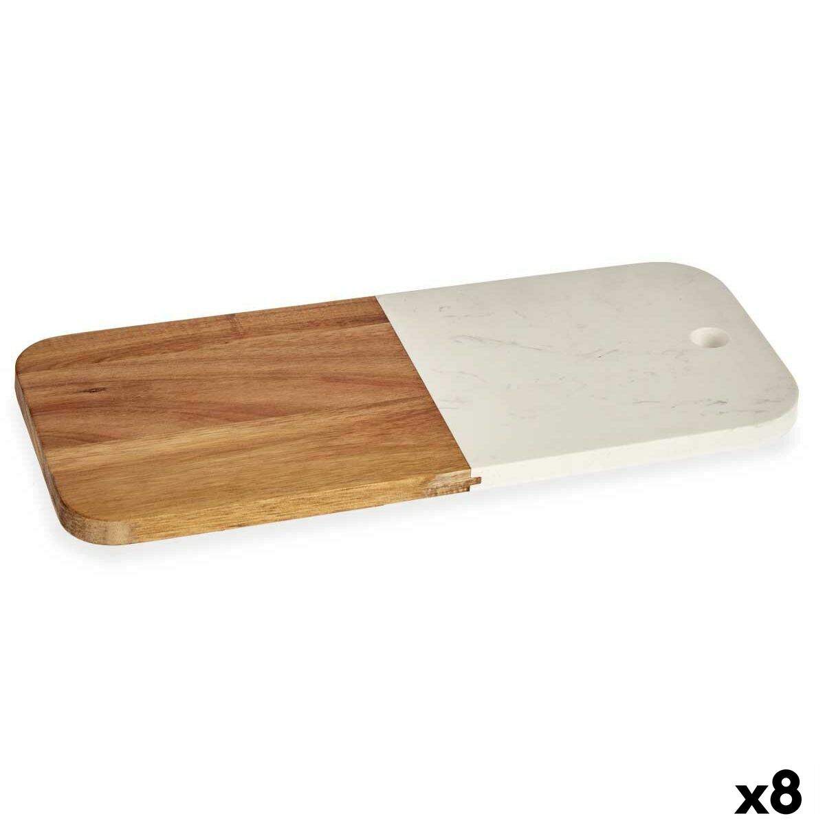 Tábua de corte Branco Mármore Acácia 18 x 1,5 x 38 cm (8 Unidades) - EcoNest