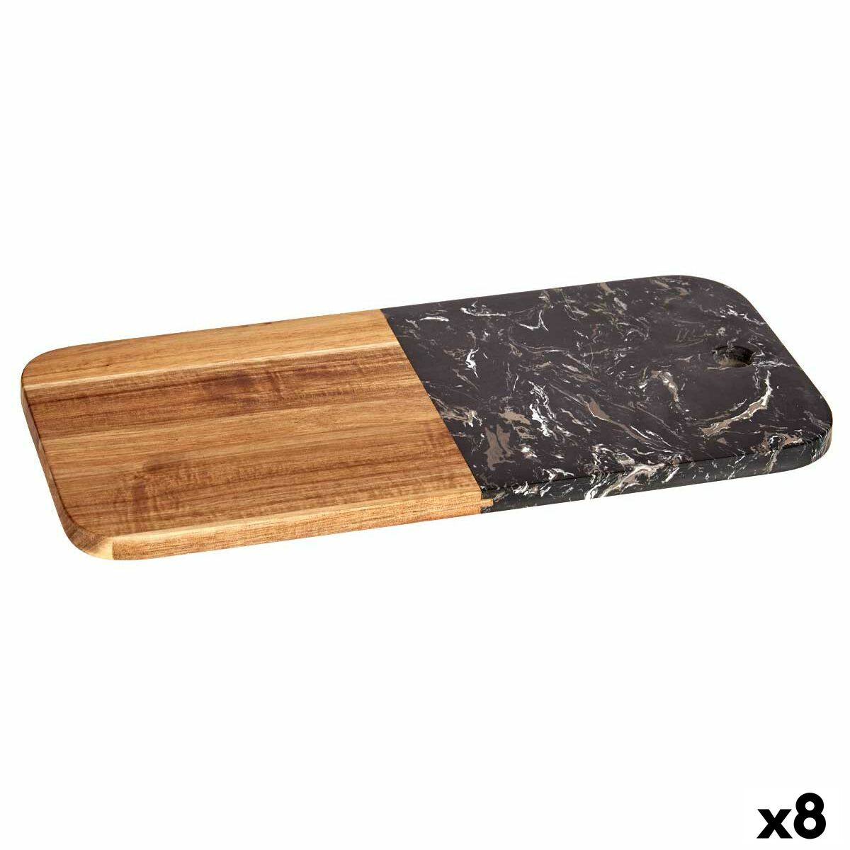 Tábua de corte Preto Mármore Acácia 18 x 1,5 x 38 cm (8 Unidades) - EcoNest