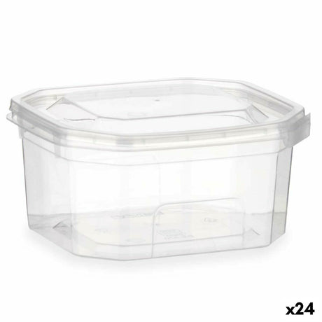 Lancheira Retangular com Tampa Transparente Polipropileno 370 ml 10,7 x 5,5 x 11,7 cm (24 Unidades) - EcoNest