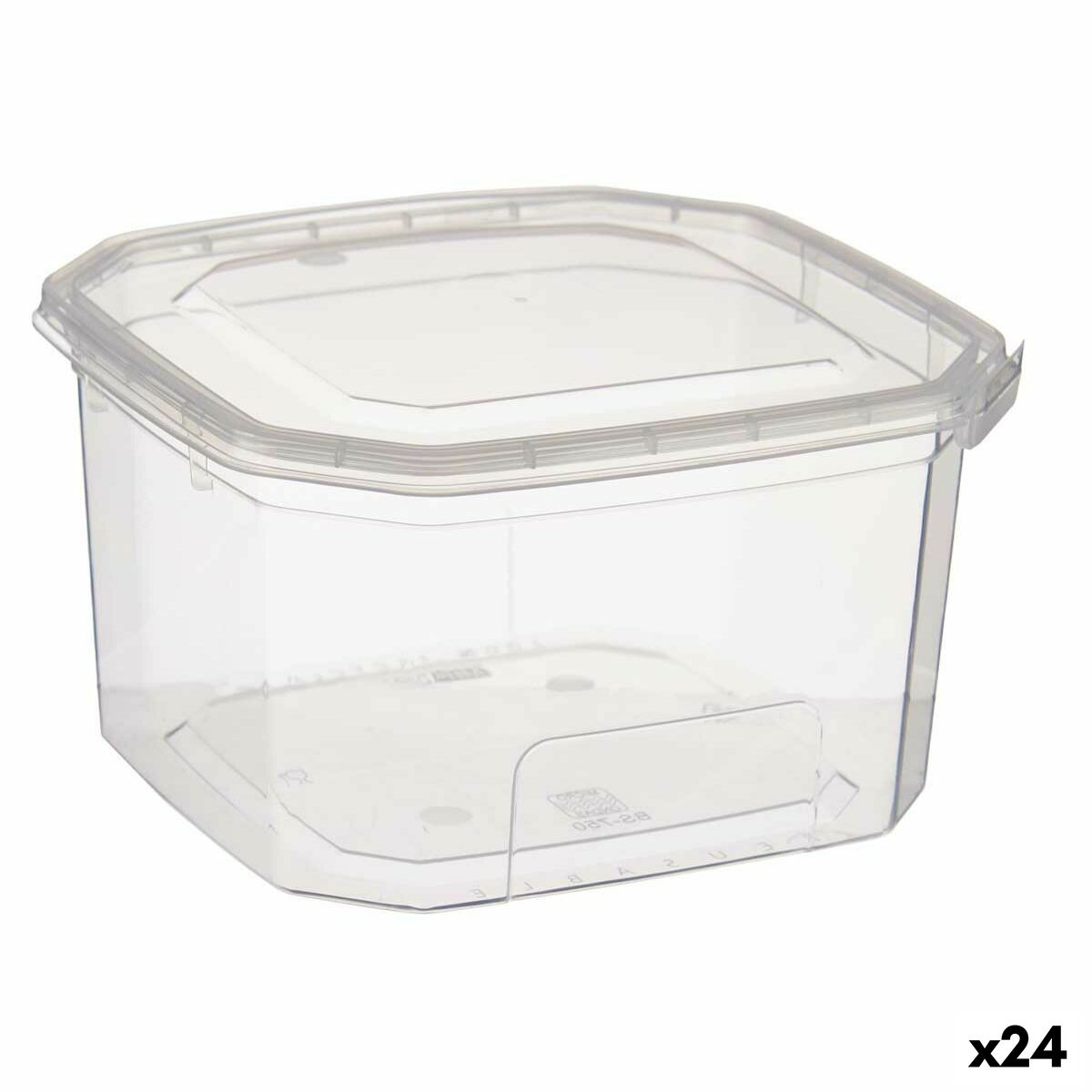 Lancheira Retangular com Tampa Transparente Polipropileno 750 ml 12,8 x 7,5 x 13,5 cm (24 Unidades) - EcoNest