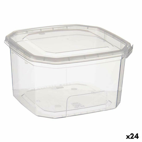 Lancheira Retangular com Tampa Transparente Polipropileno 750 ml 12,8 x 7,5 x 13,5 cm (24 Unidades) - EcoNest