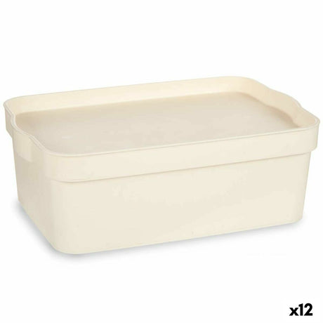 Caixa de Armazenagem com Tampa Creme Plástico 6 L 21,5 x 11 x 31,5 cm (12 Unidades) - EcoNest