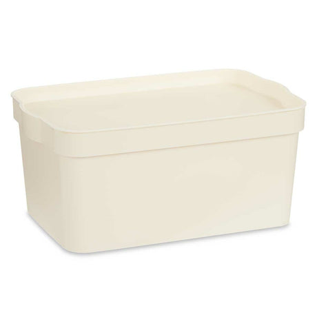 Caixa de Armazenagem com Tampa Creme Plástico 7,5 L 21,5 x 14,5 x 32 cm (12 Unidades) - EcoNest