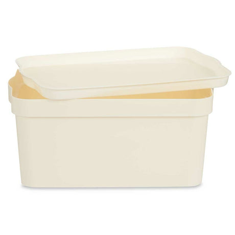 Caixa de Armazenagem com Tampa Creme Plástico 7,5 L 21,5 x 14,5 x 32 cm (12 Unidades) - EcoNest
