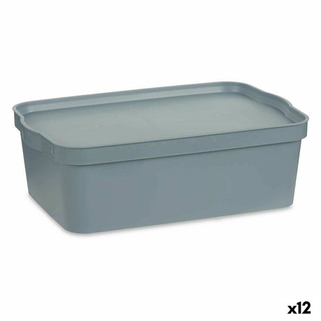 Caixa de Armazenagem com Tampa Cinzento Plástico 14 L 29,5 x 14,3 x 45 cm (12 Unidades) - EcoNest