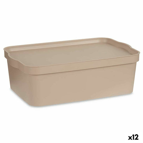 Caixa de Armazenagem com Tampa Bege Plástico 14 L 29,5 x 14,5 x 45 cm (12 Unidades) - EcoNest