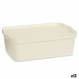 Caixa de Armazenagem com Tampa Creme Plástico 14 L 29,5 x 14,3 x 45 cm (12 Unidades) - EcoNest