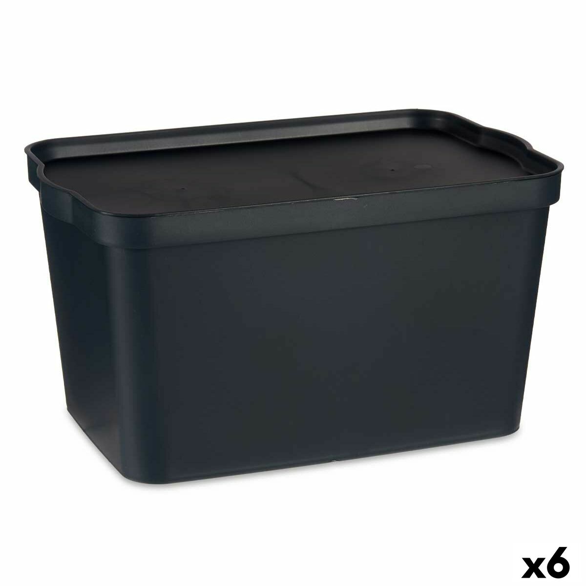 Caixa de Armazenagem com Tampa Antracite Plástico 24 L 29,3 x 24,5 x 45 cm (6 Unidades) - EcoNest