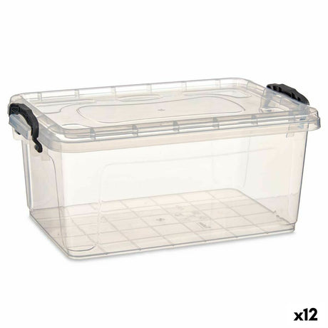Caixa de Armazenagem com Tampa Transparente Plástico 8,5 L 23,5 x 15,5 x 37 cm (12 Unidades) - EcoNest