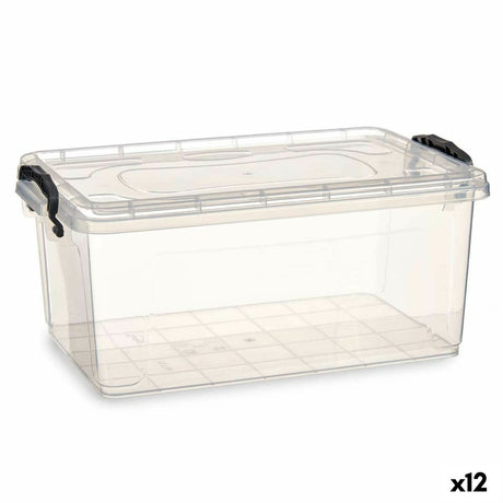 Caixa de Armazenagem com Tampa Transparente Plástico 13,7 L 27,5 x 18 x 42,5 cm (12 Unidades) - EcoNest