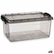 Caixa de Armazenagem com Tampa Antracite Plástico 13,7 L 27,5 x 18 x 42,5 cm (12 Unidades) - EcoNest