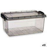 Caixa de Armazenagem com Tampa Antracite Plástico 13,7 L 27,5 x 18 x 42,5 cm (12 Unidades) - EcoNest