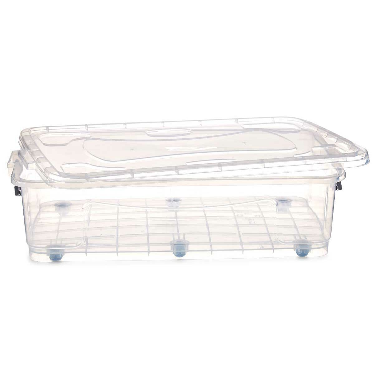 Caixa de Armazenamento com Rodas Transparente Plástico 40 L 46,5 x 20 x 72,2 cm (6 Unidades) - EcoNest