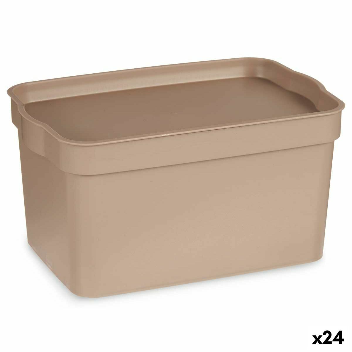 Caixa de Armazenagem com Tampa Bege Plástico 2,3 L 13,5 x 11 x 20 cm (24 Unidades) - EcoNest