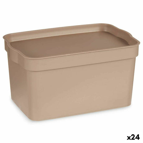 Caixa de Armazenagem com Tampa Bege Plástico 2,3 L 13,5 x 11 x 20 cm (24 Unidades) - EcoNest