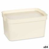 Caixa de Armazenagem com Tampa Creme Plástico 2,3 L 13,5 x 11 x 20 cm (24 Unidades) - EcoNest