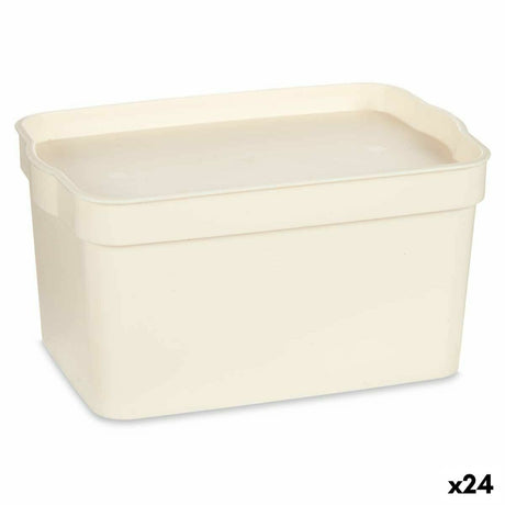 Caixa de Armazenagem com Tampa Creme Plástico 2,3 L 13,5 x 11 x 20 cm (24 Unidades) - EcoNest