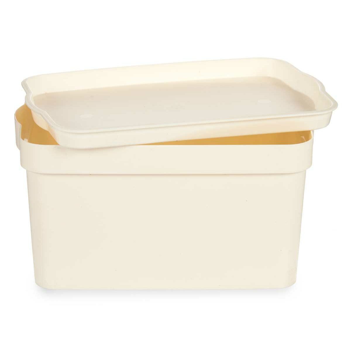 Caixa de Armazenagem com Tampa Creme Plástico 2,3 L 13,5 x 11 x 20 cm (24 Unidades) - EcoNest