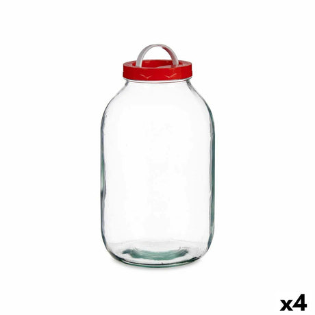 Frasco Tampa com pega Vermelho Polipropileno 5 L 16,5 x 29 x 16,5 cm (4 Unidades) - EcoNest