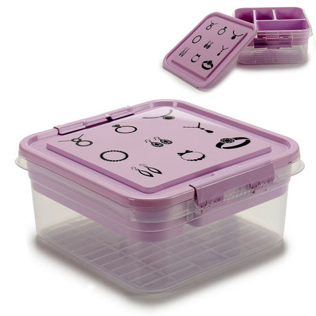 Guarda-Joias Roxo Transparente Plástico 24,5 x 11,5 x 26 cm (12 Unidades) - EcoNest