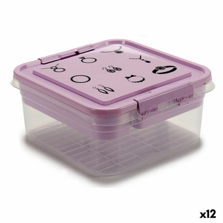 Guarda-Joias Roxo Transparente Plástico 24,5 x 11,5 x 26 cm (12 Unidades) - EcoNest