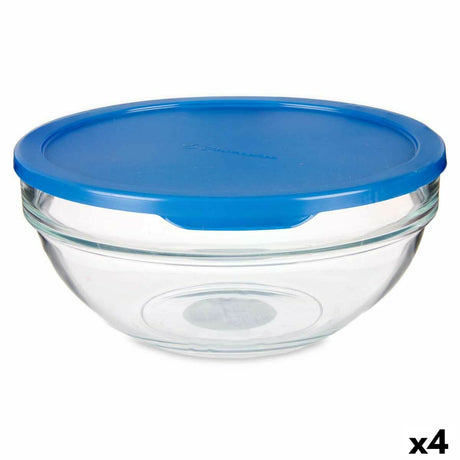 Lancheira Redonda com Tampa Chefs Azul 1,135 L 17,2 x 7,6 x 17,2 cm (4 Unidades) - EcoNest