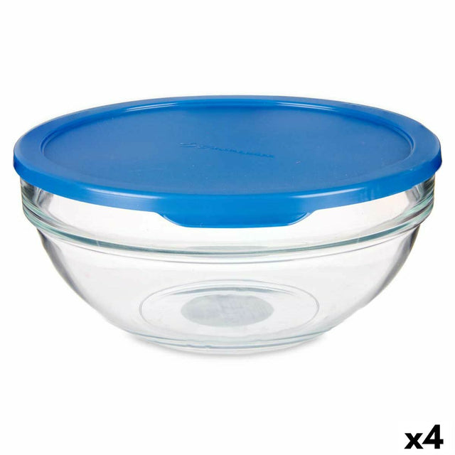 Lancheira Redonda com Tampa Chefs Azul 1,135 L 17,2 x 7,6 x 17,2 cm (4 Unidades) - EcoNest