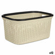 Cesto da Roupa Creme Plástico 36 L 36 x 25,5 x 52,5 cm (12 Unidades) - EcoNest