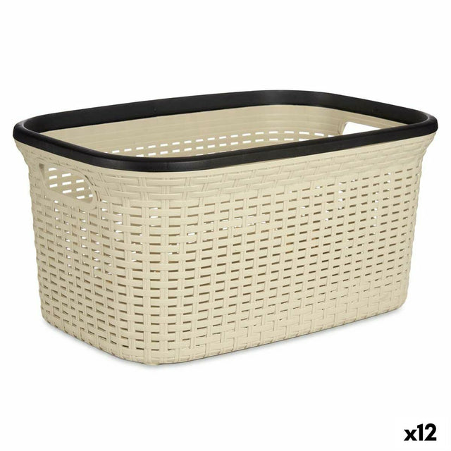 Cesto da Roupa Creme Plástico 36 L 36 x 25,5 x 52,5 cm (12 Unidades) - EcoNest