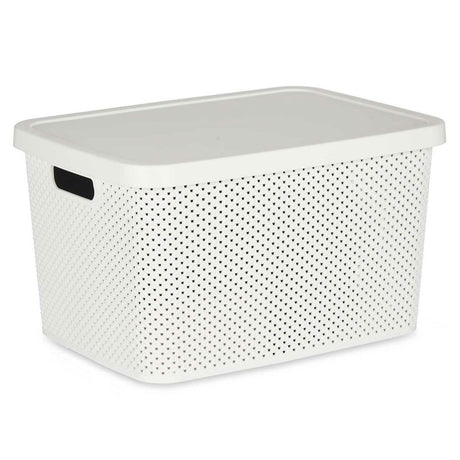 Caixa de Armazenagem com Tampa Branco Plástico 19 L 28 x 22 x 39 cm (12 Unidades) - EcoNest