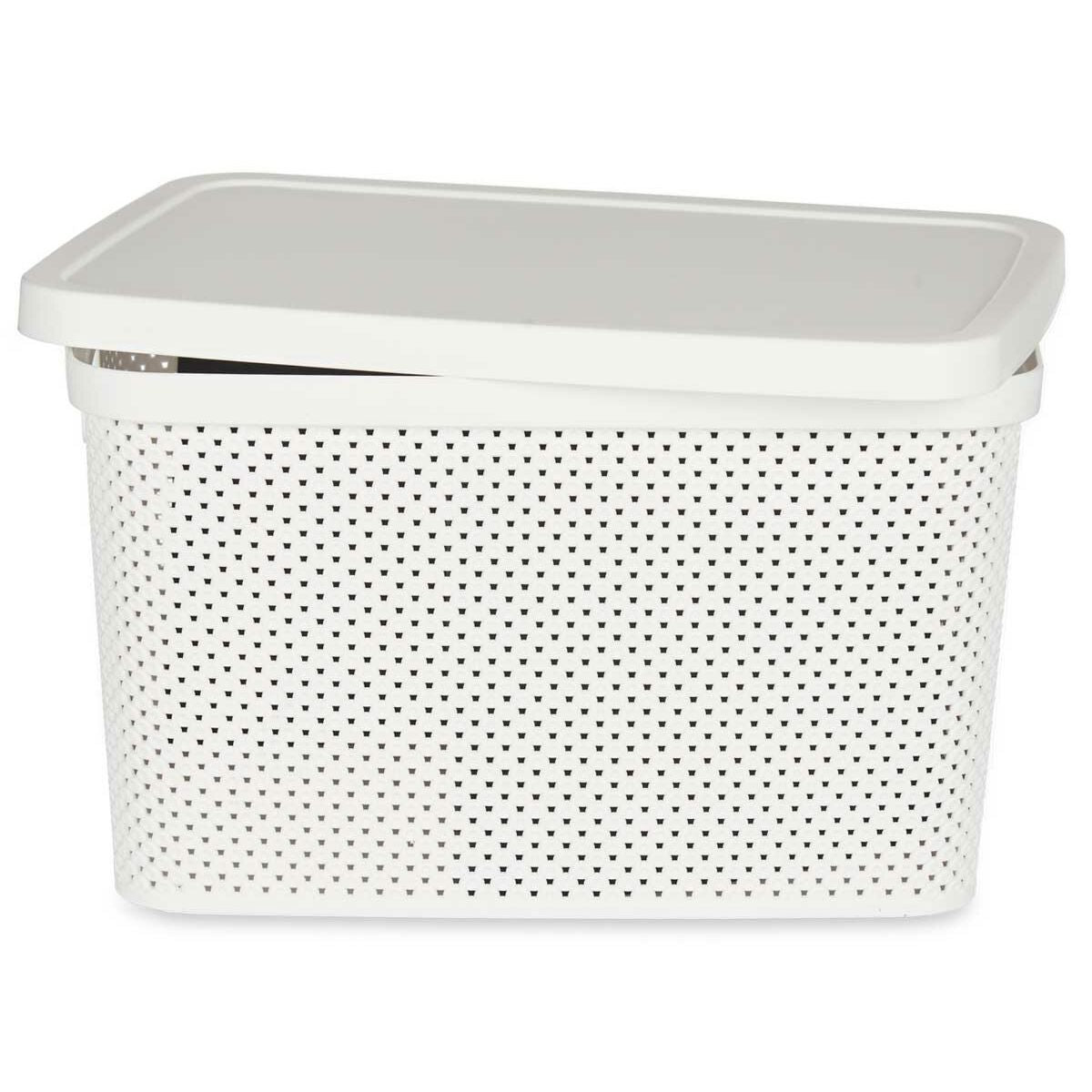 Caixa de Armazenagem com Tampa Branco Plástico 19 L 28 x 22 x 39 cm (12 Unidades) - EcoNest