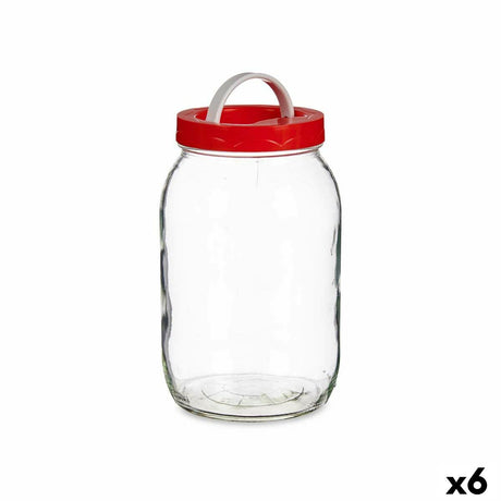Frasco Tampa com pega Vermelho Polipropileno 2 L 12 x 21 x 12 cm (6 Unidades) - EcoNest
