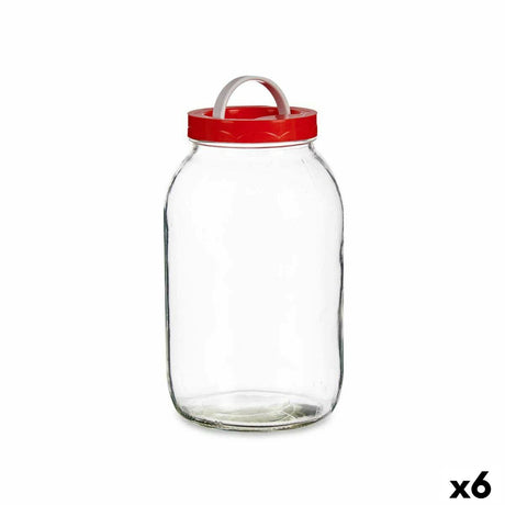 Frasco Tampa com pega Vermelho Polipropileno 3 L 13 x 24,3 x 13 cm (6 Unidades) - EcoNest