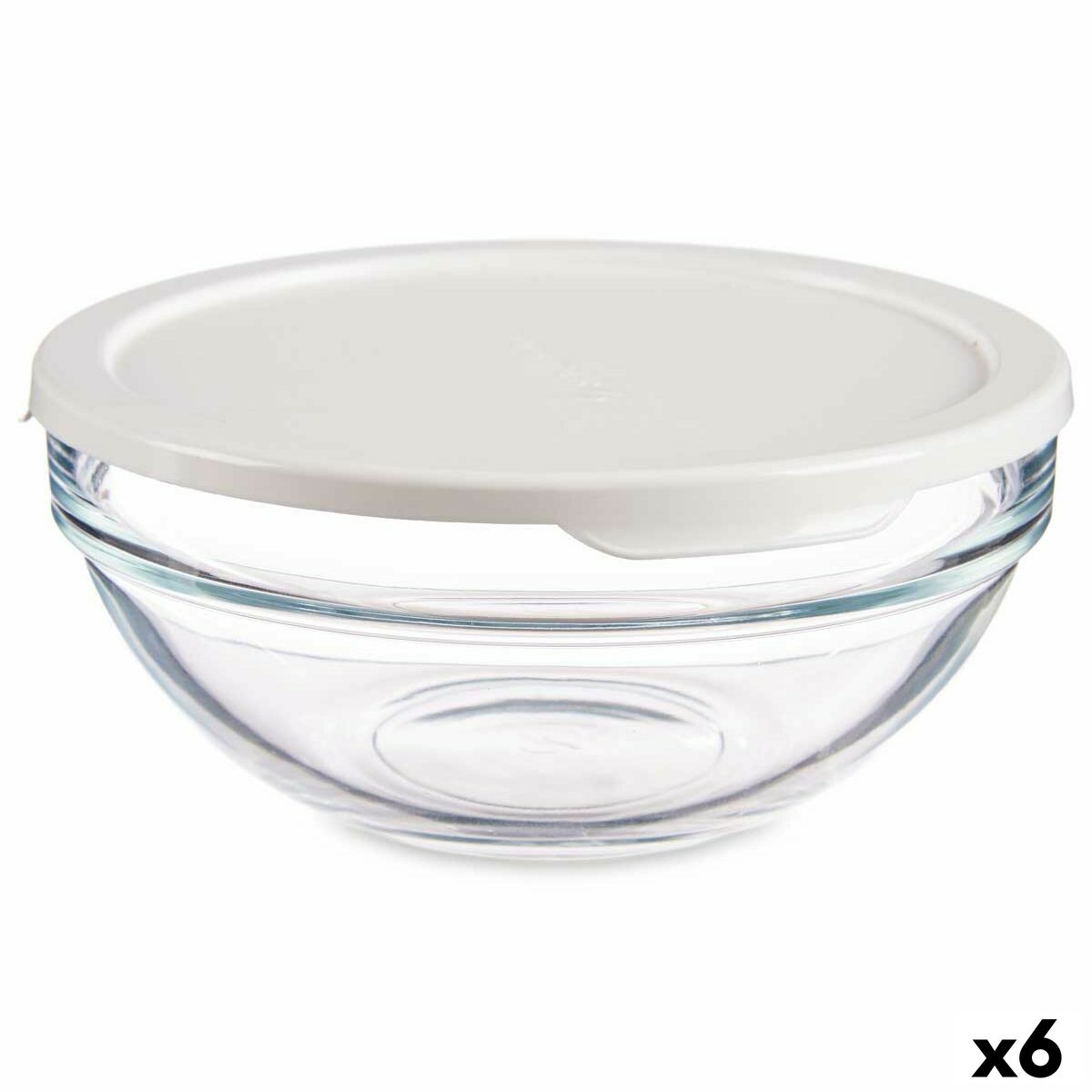Lancheira Redonda com Tampa Chefs Branco 595 ml 14 x 6,3 x 14 cm (6 Unidades) - EcoNest