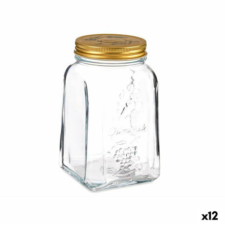 Frasco Homemade Transparente Dourado Metal Vidro 1 L 9,8 x 17 x 9,8 cm (12 Unidades) - EcoNest