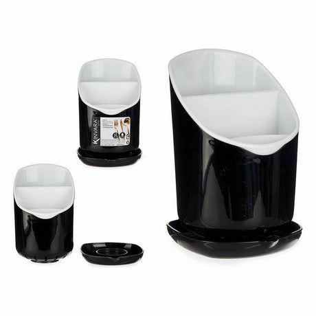 Escorredor de Talheres Smoking Branco Preto Plástico 12 x 19 x 12,5 cm (12 Unidades) - EcoNest
