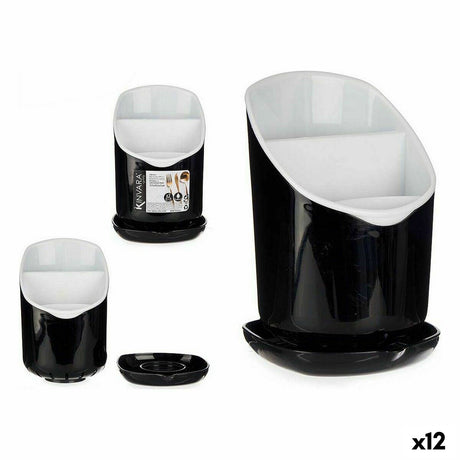 Escorredor de Talheres Smoking Branco Preto Plástico 12 x 19 x 12,5 cm (12 Unidades) - EcoNest