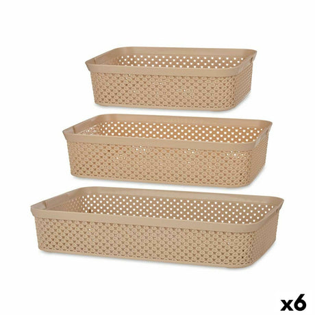 Conjunto de bandejas de organização Retangular Bege Plástico (6 Unidades) - EcoNest